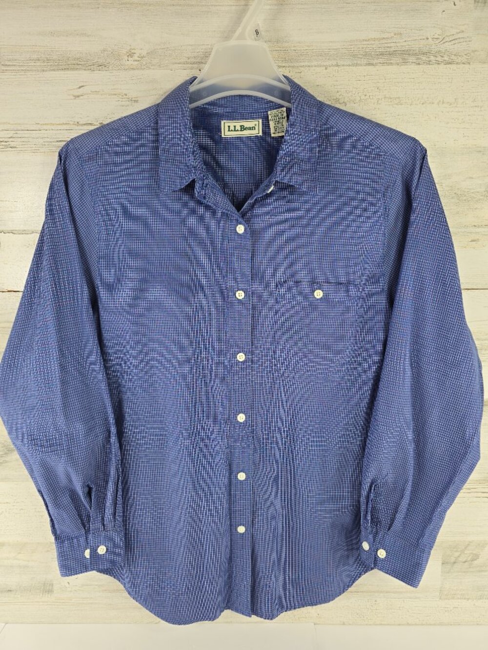 VINTAGE 90s LL BEAN BLUE LONG SLEEVE BUTTON-UP SHIRT WOMEN'S SIZE 16 POCKET.....